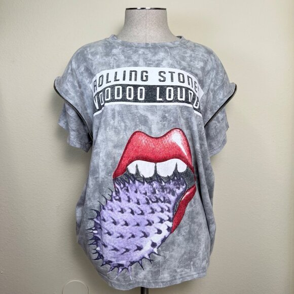 HONEYCUBE Rolling Stones Voodoo Lounge Graphic Tee With Zippered Sleeves Medium - Picture 1 of 8